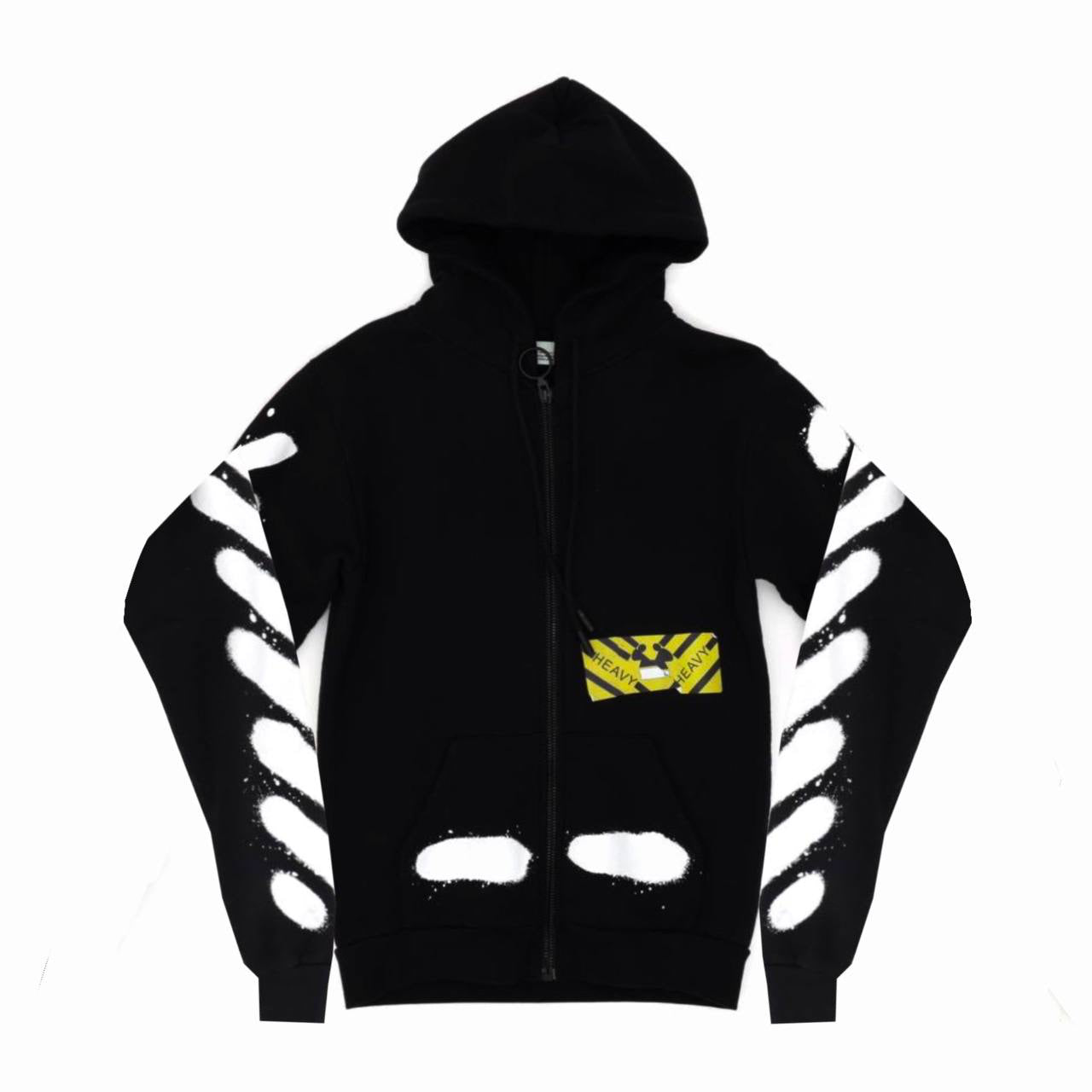 Off white Zip Up Hoodie black