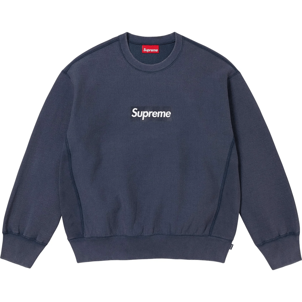 Felpa girocollo Supreme Washed Box Logo blu navy