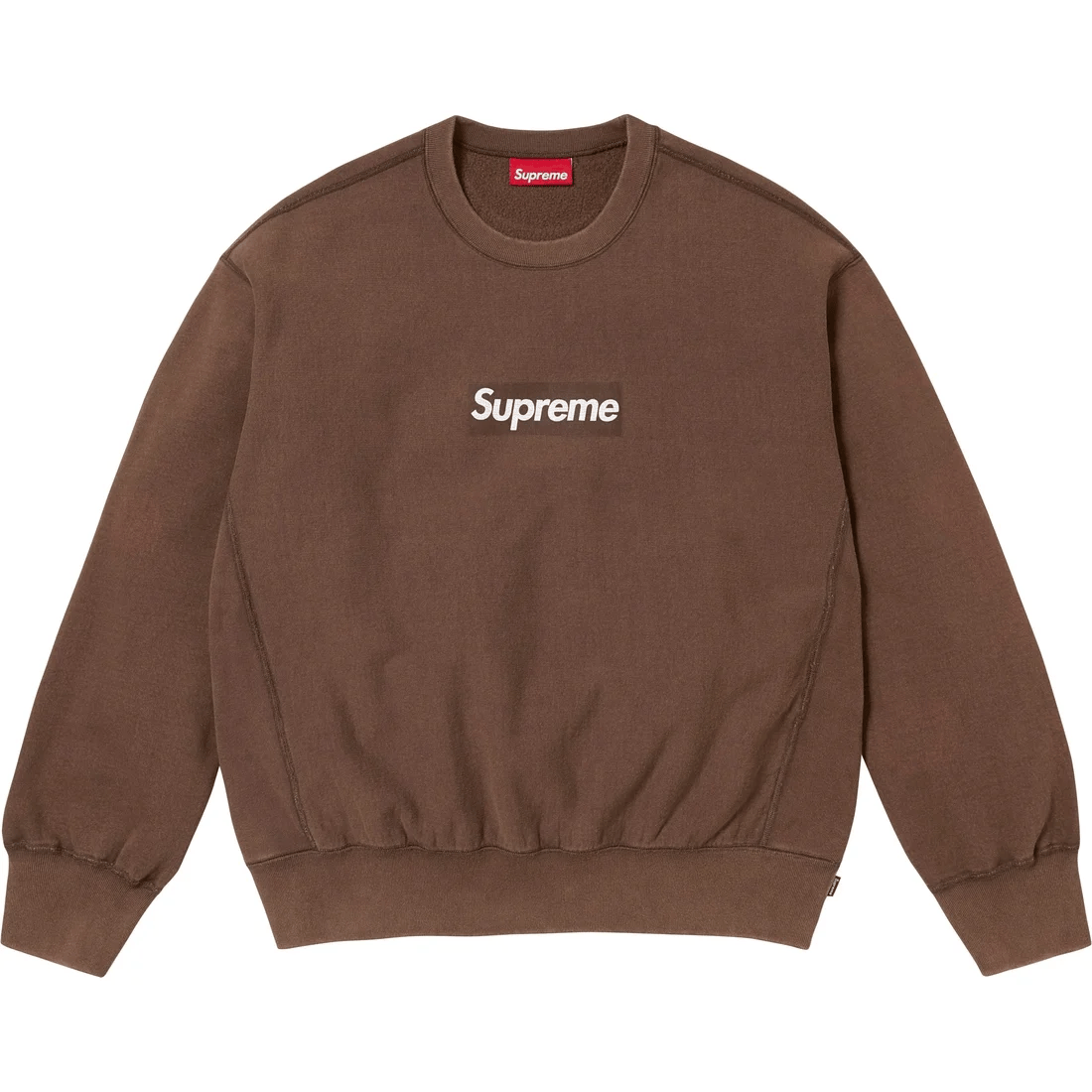 Felpa girocollo Supreme Washed Box Logo marrone